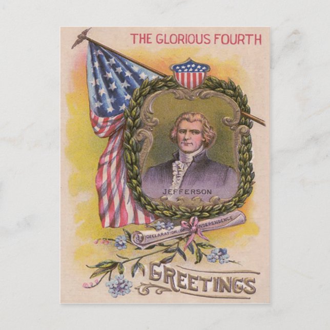 Carte Postale Thomas Jefferson Drapeau Américain Ne-m'oubliez-pa (Devant)