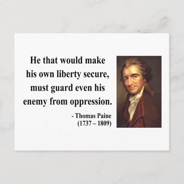 Carte Postale Thomas Paine Citation 3b (Devant)