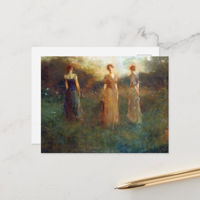 Carte Postale Thomas Wilmer Dewing Dans Le Jardin (Devant/Arrière en situation)