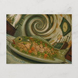 Carte Postale thon rétro, pois et carottes en gelée en forme de
