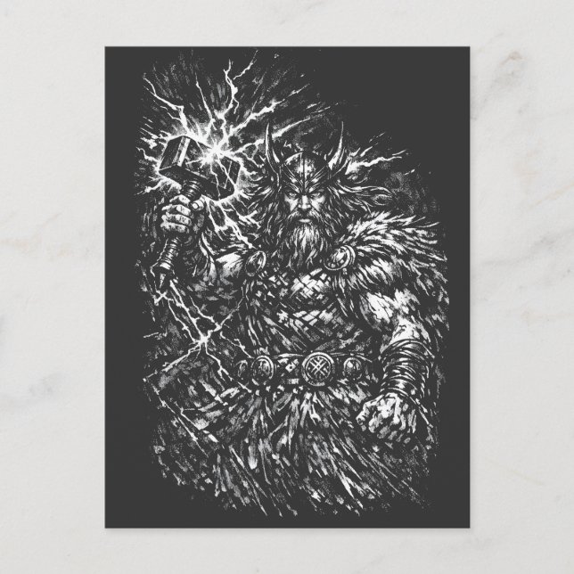 Carte Postale Thor — Dieu du Tonnerre Foudroyé (Devant)