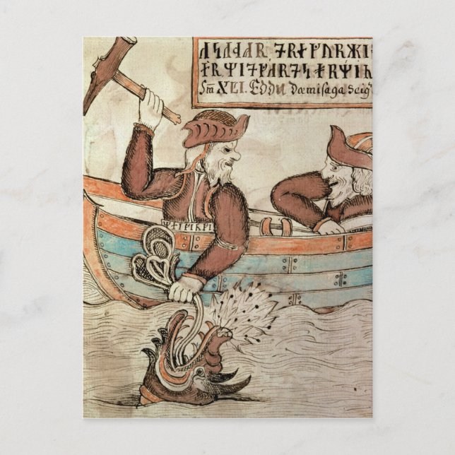 Carte Postale Thor pêche pour le serpent de Midgard (Devant)
