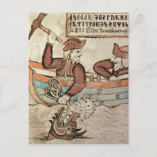 Carte Postale Thor pêche pour le serpent de Midgard