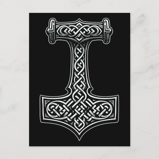 Carte Postale Thor’s Hammer Wall Art – Norse Knotwork Statement (Devant)