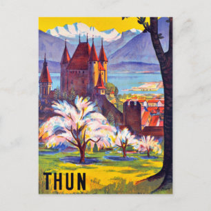 Carte Postale Thoune, Ville, Château et le Lac, Suisse