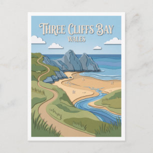 Carte Postale Three Cliffs Bay Southgate Pays de Galles