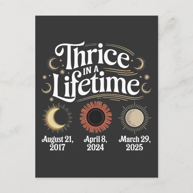 Carte Postale Thrice in a Lifetime 2025 Solar Eclipse Astronomy (Devant)