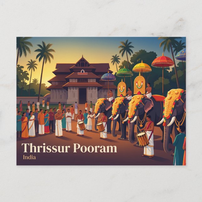 Carte Postale Thrissur Pooram Inde (Devant)
