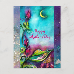 CARTE POSTALE THUMBELINA DORMIR ENTRE FEUILLES ROSE