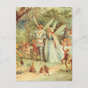 Carte Postale Thumbelina et Prince Mariage, contes Vintages de f