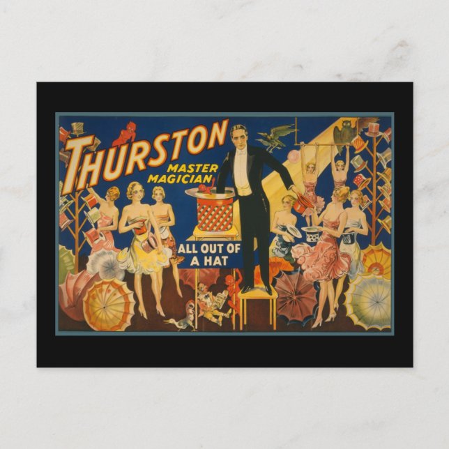 Carte Postale Thurston, maître magicien tout en casquette (Devant)