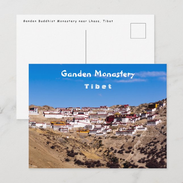 Carte Postale Tibet - Monastère bouddhiste de Ganden (Devant / Derrière)