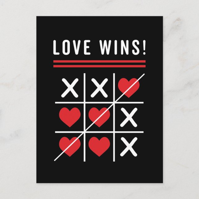 Carte Postale Tic Tac Toe L'amour Gagne Anniversaire Saint-Valen (Devant)