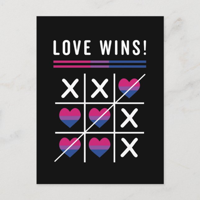 Carte Postale Tic Tac Toe Loe Remporte La Fierté Bisexuelle LGBT (Devant)