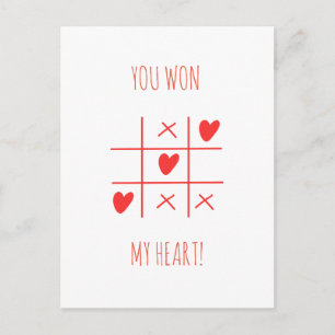 CARTE POSTALE TIC TAC TOE VALENTINE'S DAY