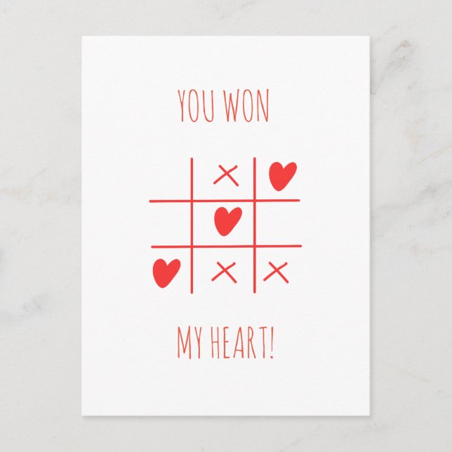 CARTE POSTALE TIC TAC TOE VALENTINE'S DAY (Devant)