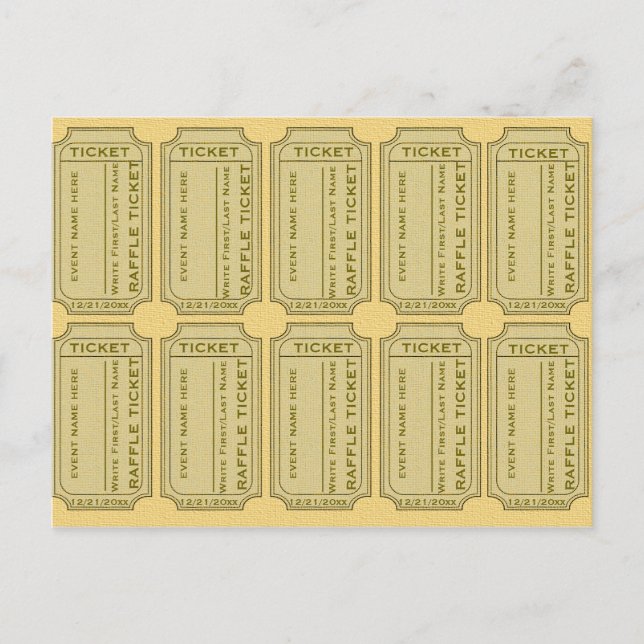 Carte Postale Tickets Gold Raffle (Devant)