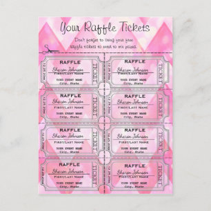 Carte Postale Tickets Raffle Chevron Rose