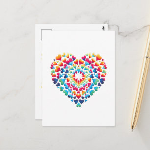 Carte Postale Tie-Dye Cœur Vibrant