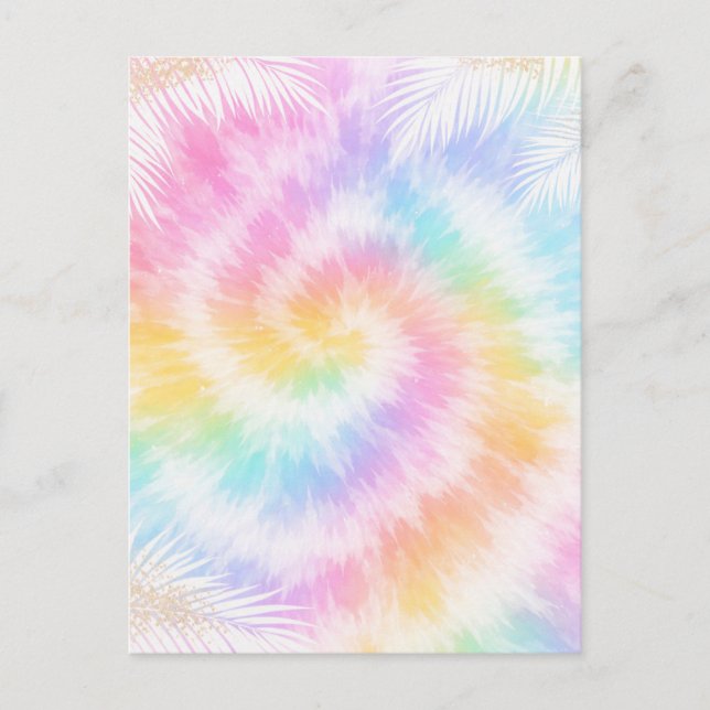 Carte Postale Tie-Dye Girly Chic Pastel Rose                     (Devant)