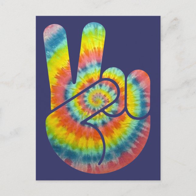 Carte Postale Tie Dye Paix main (Devant)