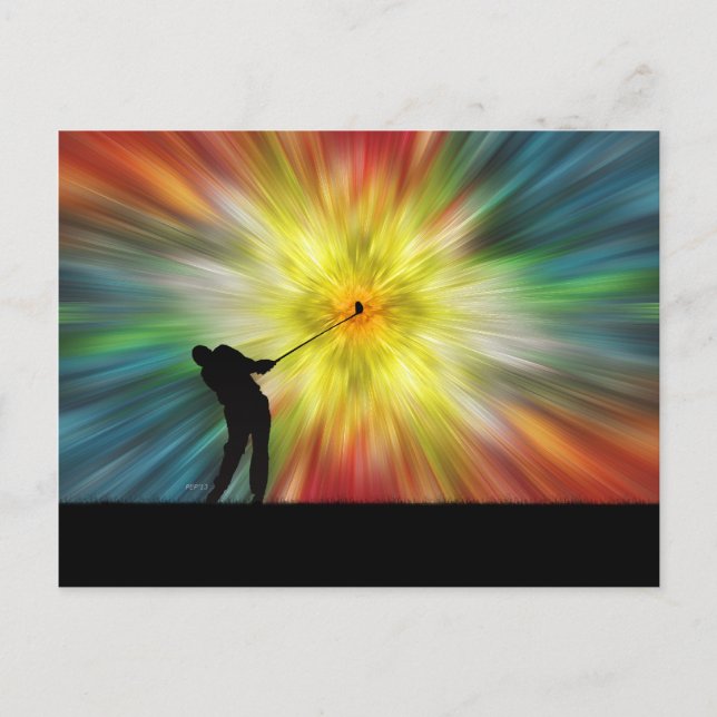 Carte Postale Tie Dye Silhouette Golfer (Devant)