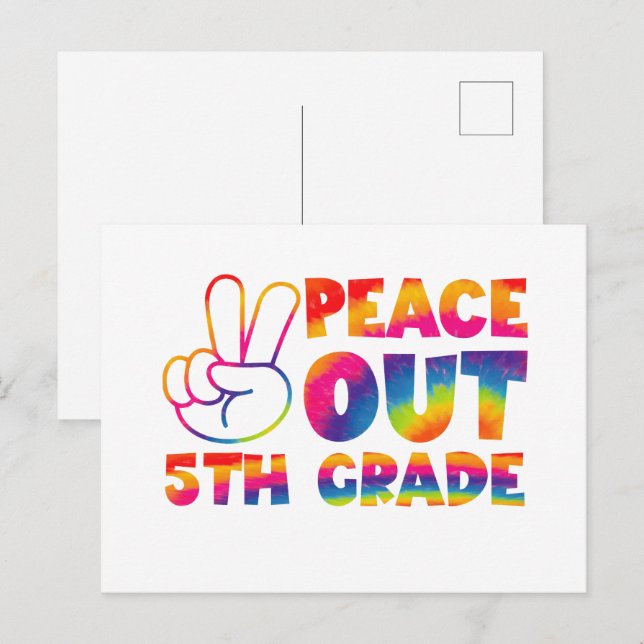 Carte Postale Tiedye de fin de 5e année, salut les CM2  (Devant / Derrière)