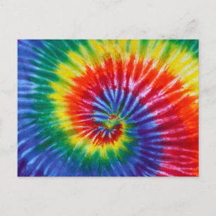 Carte Postale Tiedye spirale tourbillonnante - Arc-en-ciel
