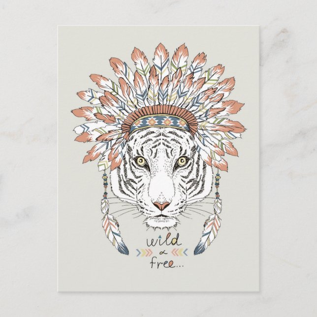 Carte Postale Tiger Amérindien Chef (Devant)