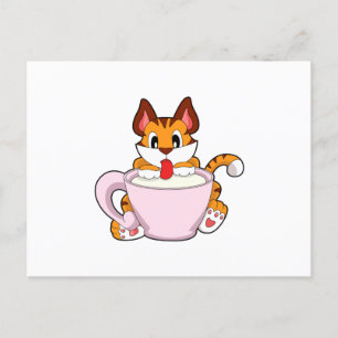 Carte Postale Tiger chat avec la coupe de lait.PNG