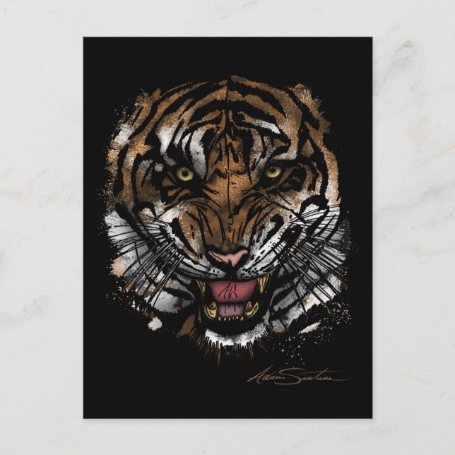 Carte Postale Tiger face (conception de signature) (Devant)