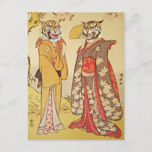 Carte Postale Tiger Homme et Femme Japonaise Print Couple