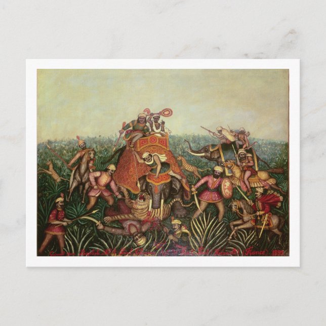 Carte Postale Tiger Hunt, 1892 (huile sur toile) (Devant)