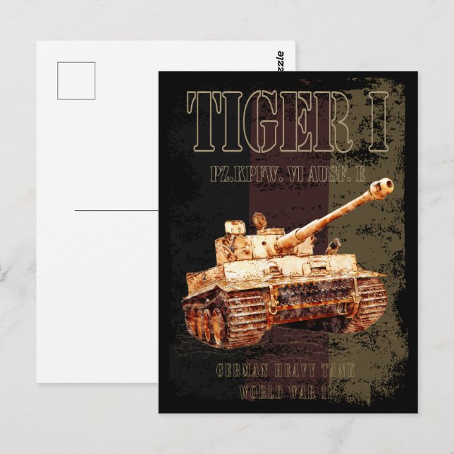Carte Postale Tiger I Allemand 2ÈME GUERRE MONDIALE de chars lou (Devant / Derrière)