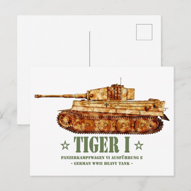 Carte Postale Tiger I World War Deux Allemand Lourd Tank Panzer  (Devant / Derrière)