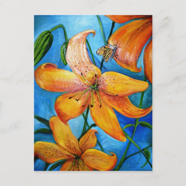 Carte Postale Tiger Lily Orange Floral (Devant)