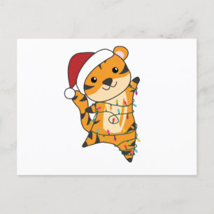 Carte Postale Tiger Noël Neige hiver Animaux Tiger