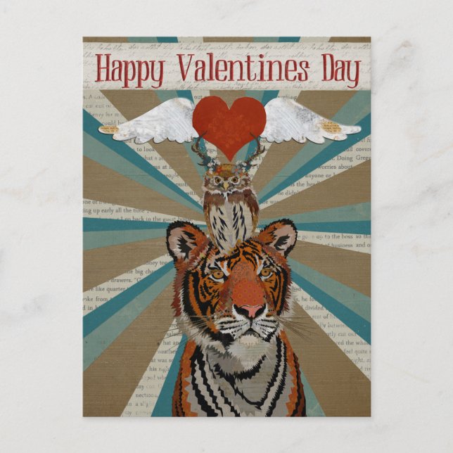 Carte Postale TIGER & OWL VALENTINE (Devant)
