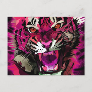 Carte Postale Tiger - Rose