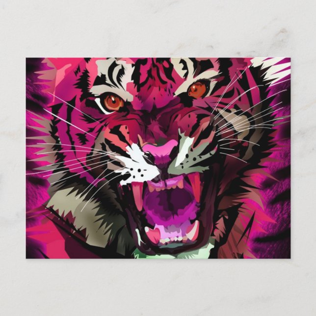 Carte Postale Tiger - Rose (Devant)