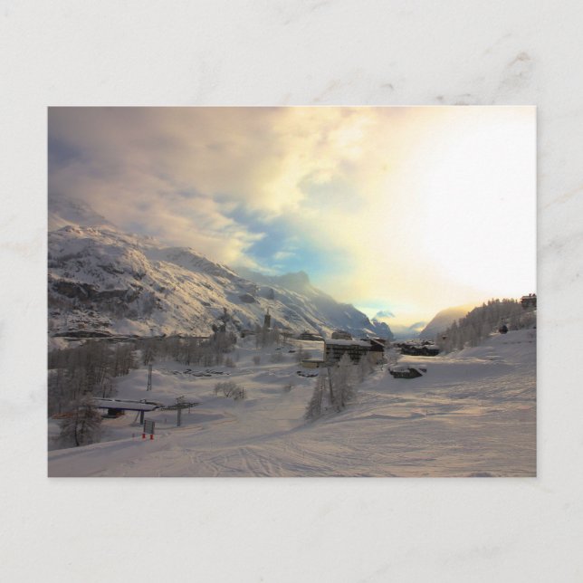 Carte Postale Tignes Les Bois Sunrise D'Hiver (Devant)