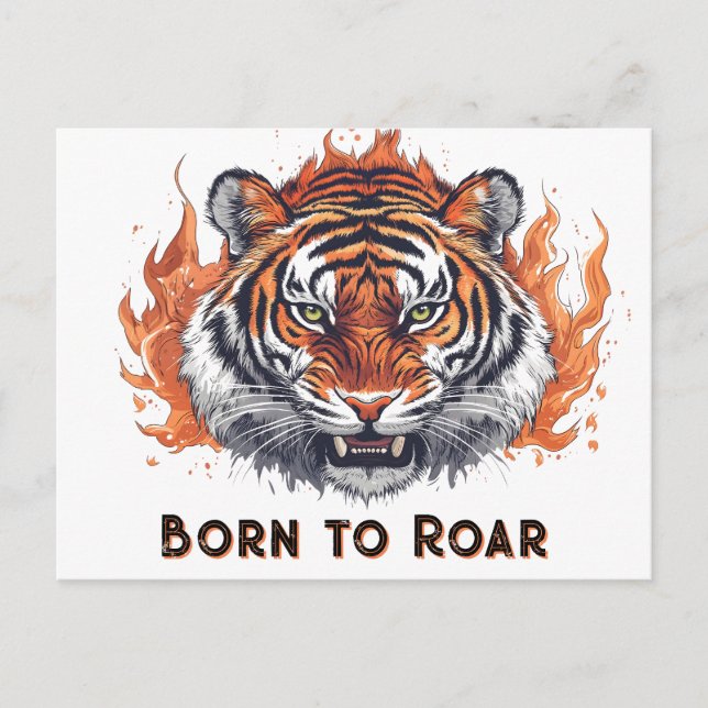 Carte Postale Tigre à flammes - Texte personnalisable (Devant)