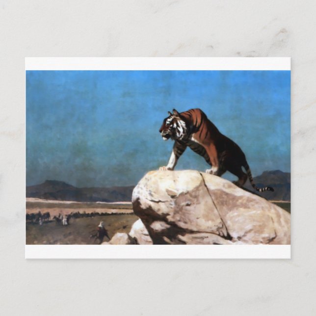 Carte Postale Tigre à la veille par Jean-Leon Gerome (Devant)