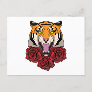 Carte Postale Tigre aux Roses