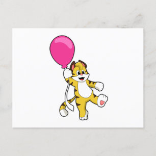 Carte Postale Tigre avec ballon