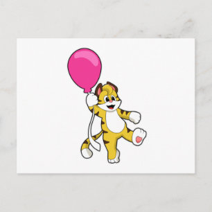 Carte Postale Tigre avec ballon