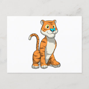 Carte Postale Tigre avec papillon
