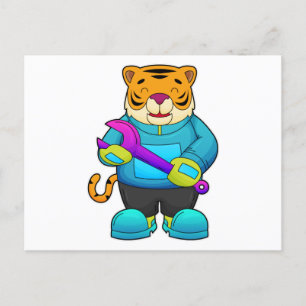 Carte Postale Tigre comme mécanique avec clé