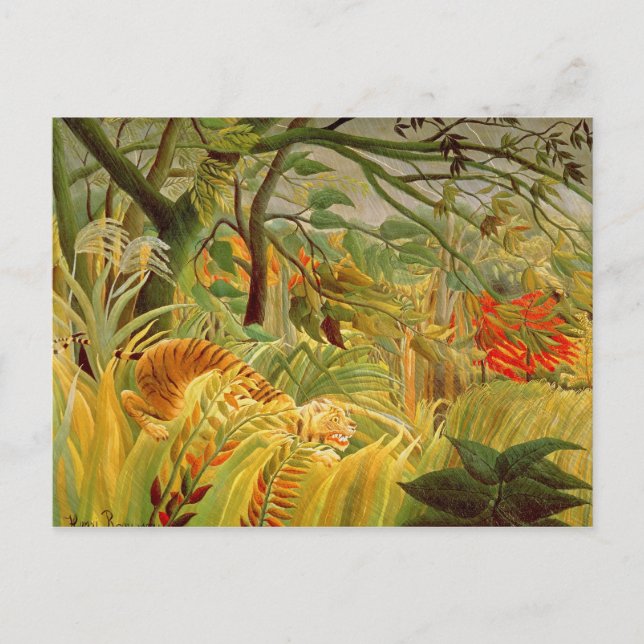Carte Postale Tigre dans une tempête tropicale 1891 (Devant)