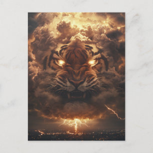 Carte Postale Tigre de tonnerre s'élevant de la tempête